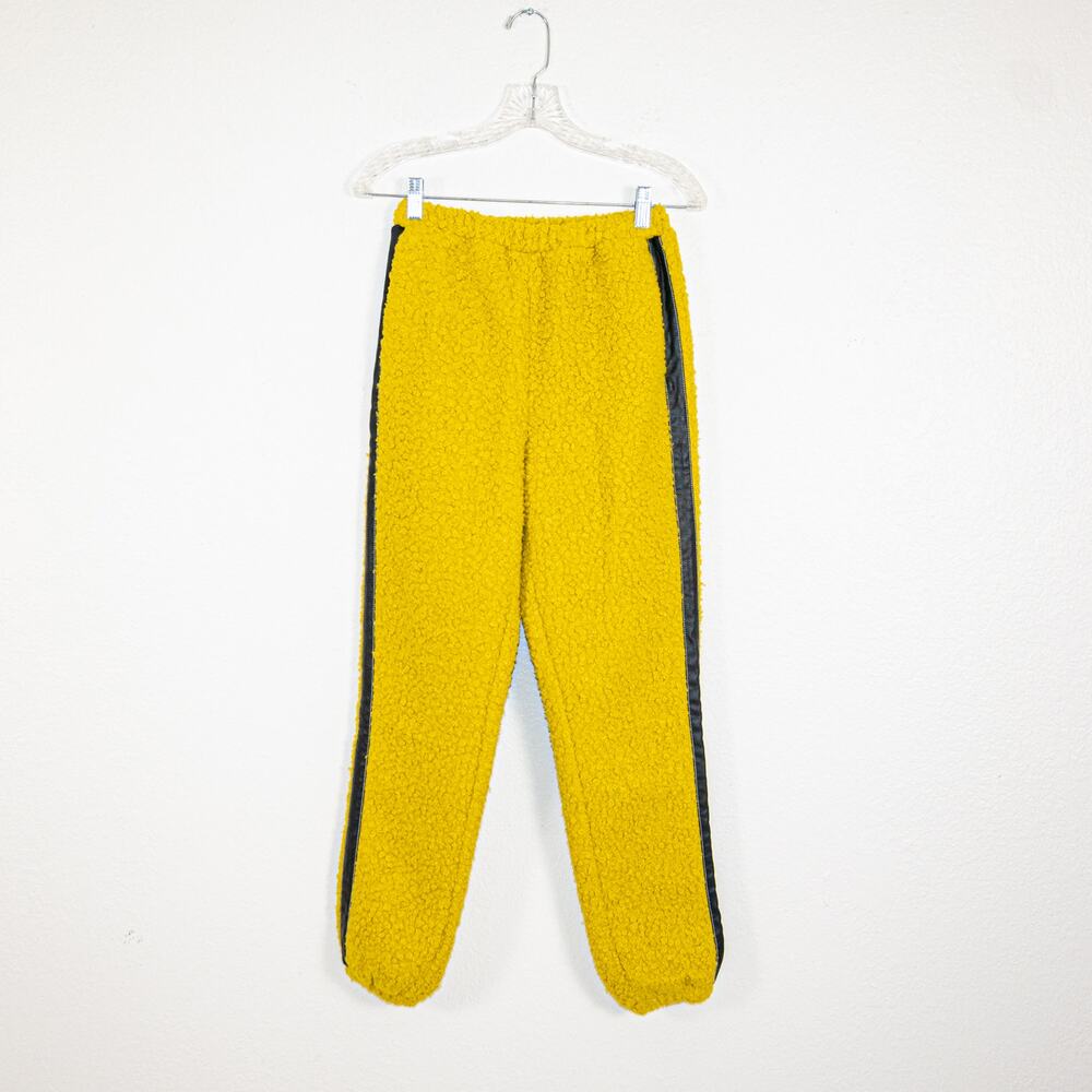 STAUD Women's XS Chutes Yellow Teddy Fleece track pant in yellow